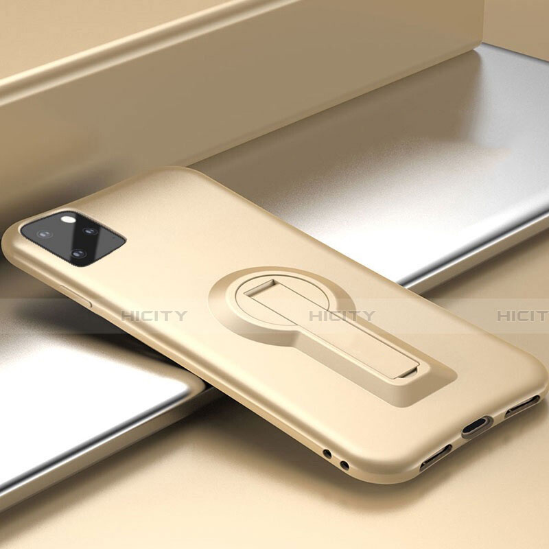 Custodia Silicone e Plastica Opaca Cover con Supporto R01 per Apple iPhone 11 Pro Oro