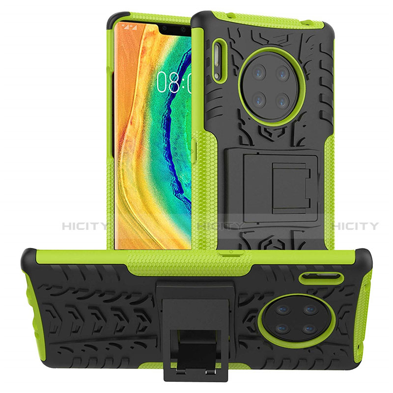 Custodia Silicone e Plastica Opaca Cover con Supporto R01 per Huawei Mate 30 Pro 5G Verde