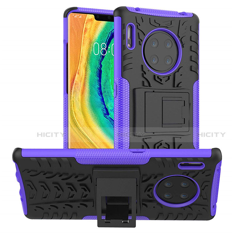 Custodia Silicone e Plastica Opaca Cover con Supporto R01 per Huawei Mate 30 Pro 5G Viola