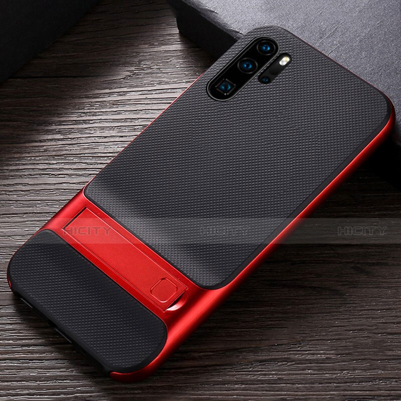 Custodia Silicone e Plastica Opaca Cover con Supporto R01 per Huawei P30 Pro New Edition Rosso