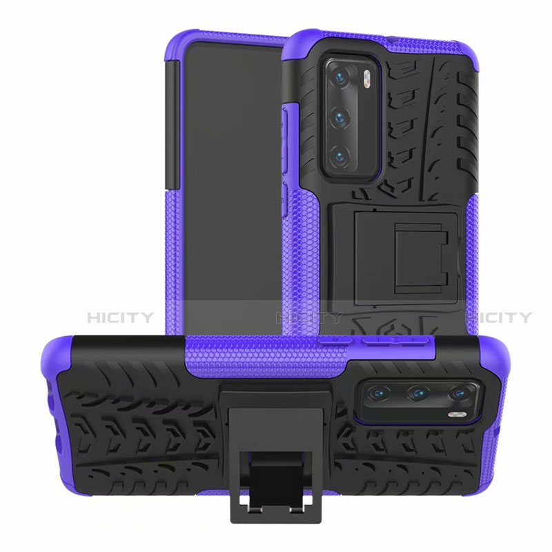 Custodia Silicone e Plastica Opaca Cover con Supporto R01 per Huawei P40 Viola