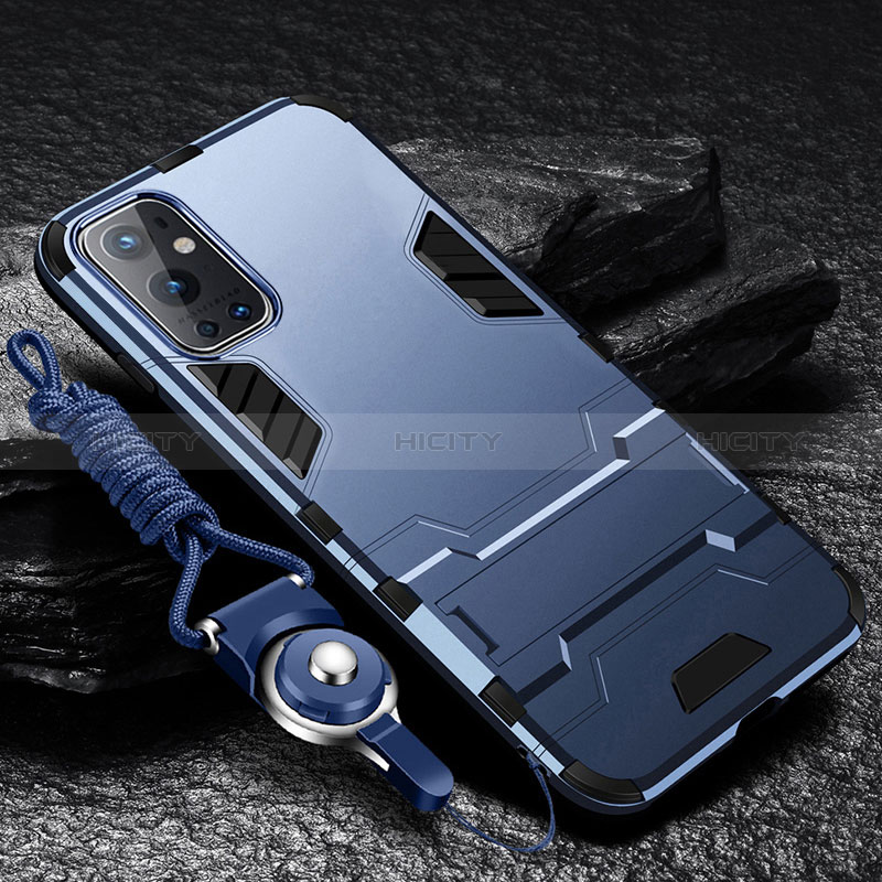 Custodia Silicone e Plastica Opaca Cover con Supporto R01 per OnePlus 9 Pro 5G