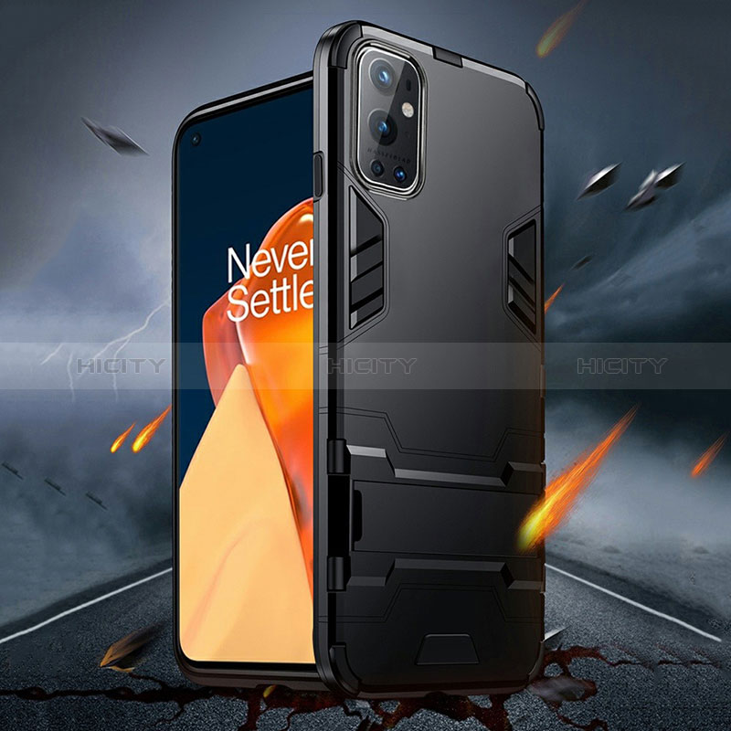 Custodia Silicone e Plastica Opaca Cover con Supporto R01 per OnePlus 9 Pro 5G