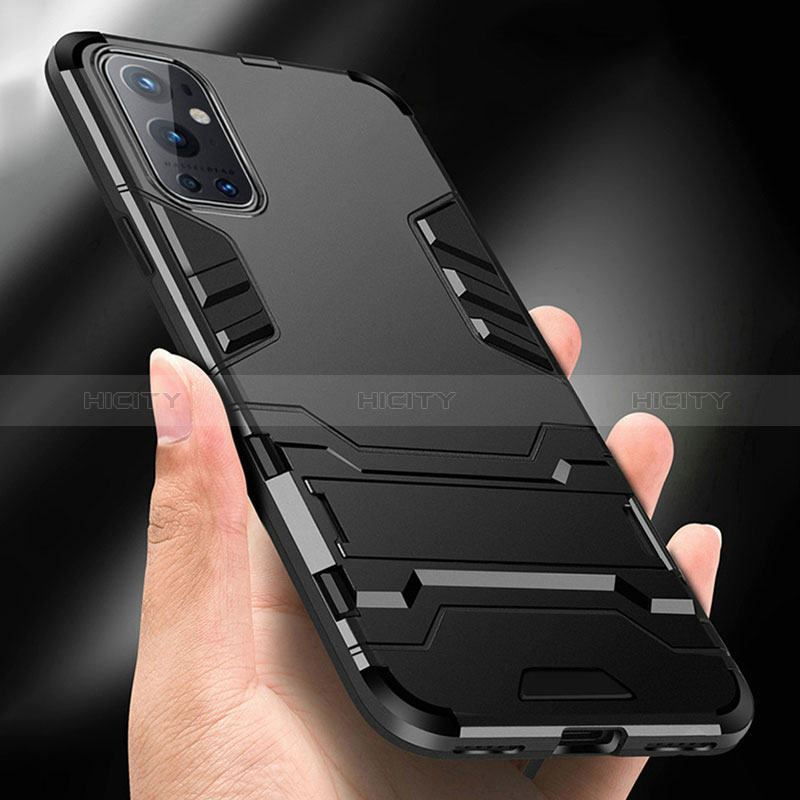 Custodia Silicone e Plastica Opaca Cover con Supporto R01 per OnePlus 9 Pro 5G