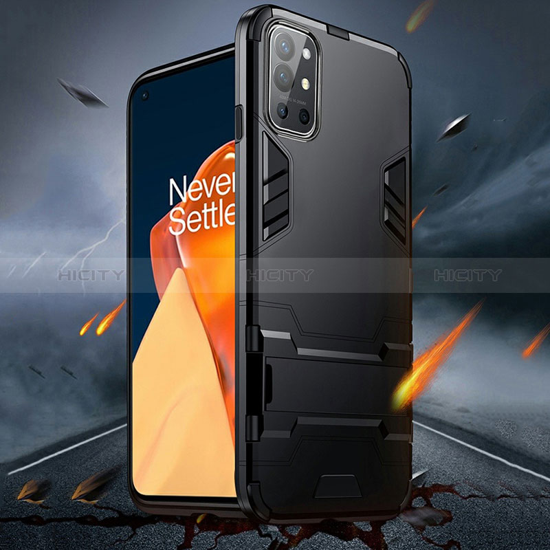 Custodia Silicone e Plastica Opaca Cover con Supporto R01 per OnePlus 9R 5G