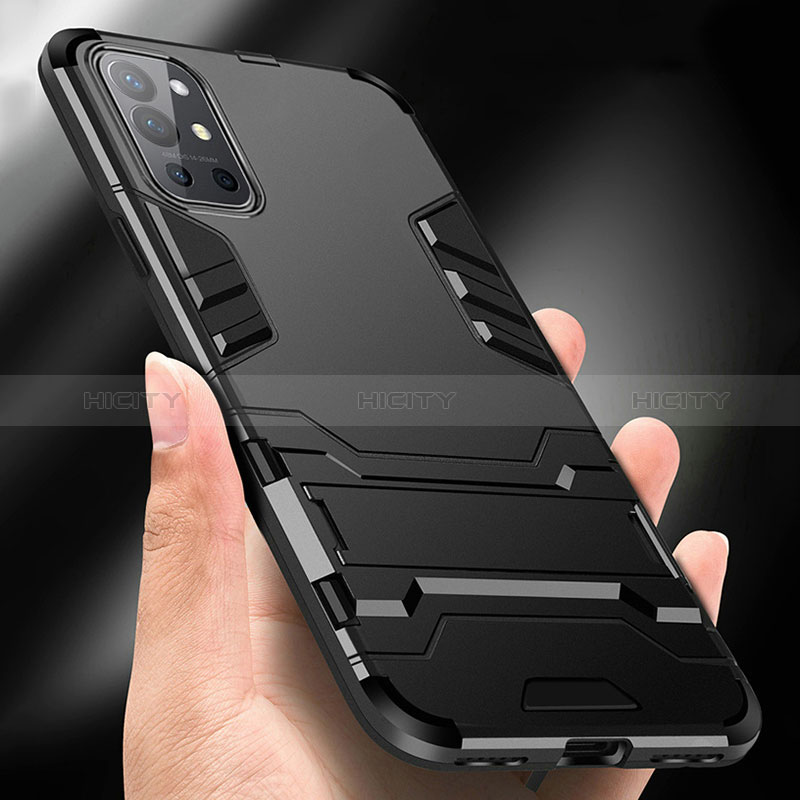 Custodia Silicone e Plastica Opaca Cover con Supporto R01 per OnePlus 9R 5G