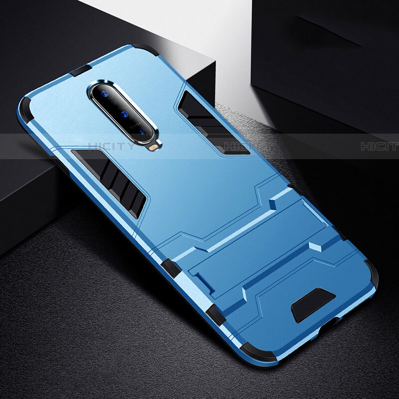 Custodia Silicone e Plastica Opaca Cover con Supporto R01 per Oppo RX17 Pro Cielo Blu