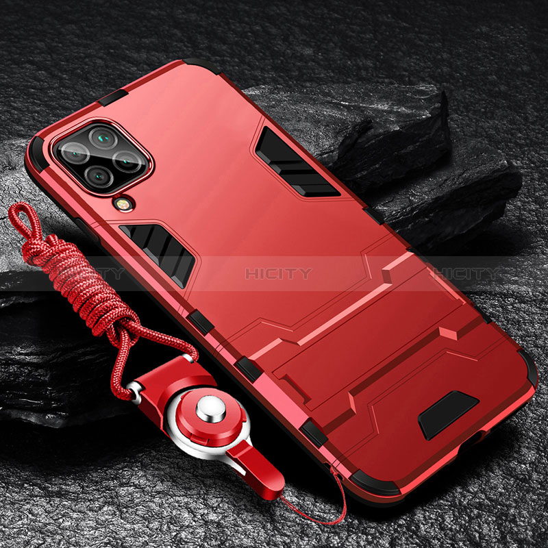 Custodia Silicone e Plastica Opaca Cover con Supporto R01 per Samsung Galaxy A42 5G Rosso