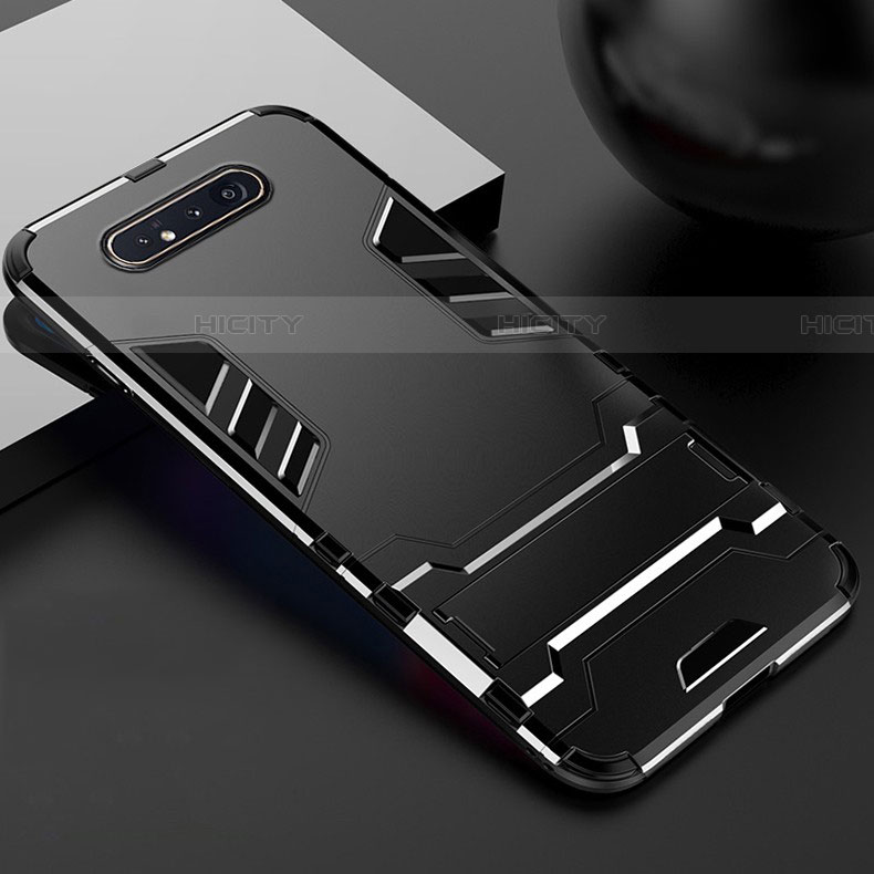 Custodia Silicone e Plastica Opaca Cover con Supporto R01 per Samsung Galaxy A80