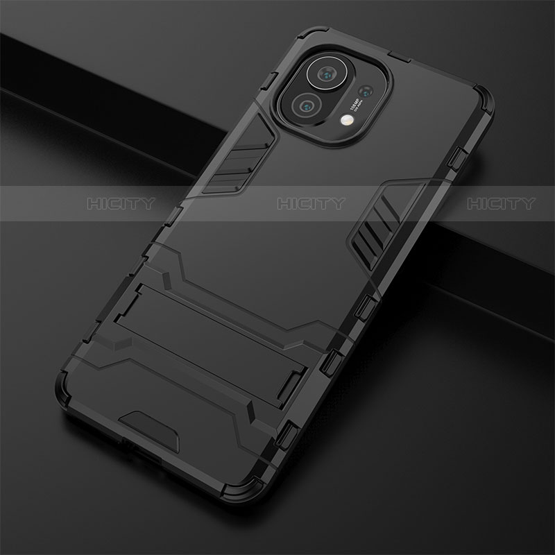 Custodia Silicone e Plastica Opaca Cover con Supporto R01 per Xiaomi Mi 11 Lite 4G