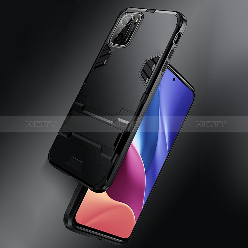 Custodia Silicone e Plastica Opaca Cover con Supporto R01 per Xiaomi Mi 11i 5G