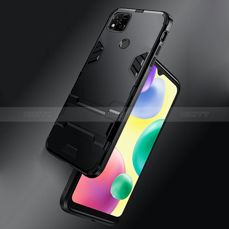 Custodia Silicone e Plastica Opaca Cover con Supporto R01 per Xiaomi POCO C3