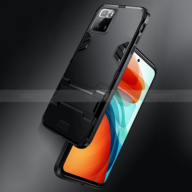 Custodia Silicone e Plastica Opaca Cover con Supporto R01 per Xiaomi Poco X3 GT 5G