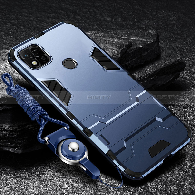 Custodia Silicone e Plastica Opaca Cover con Supporto R01 per Xiaomi Redmi 9 Activ