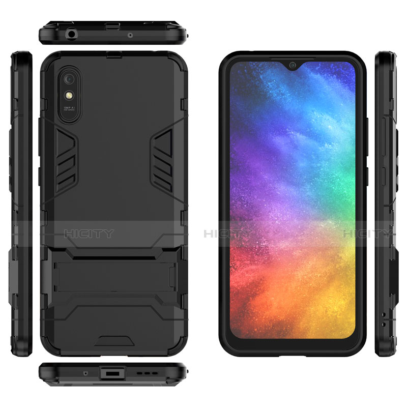 Custodia Silicone e Plastica Opaca Cover con Supporto R01 per Xiaomi Redmi 9i