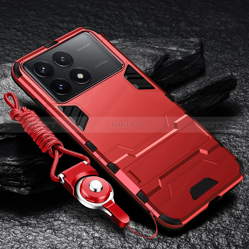 Custodia Silicone e Plastica Opaca Cover con Supporto R01 per Xiaomi Redmi K70 5G