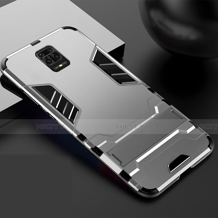 Custodia Silicone e Plastica Opaca Cover con Supporto R01 per Xiaomi Redmi Note 9 Pro Max