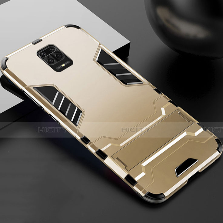 Custodia Silicone e Plastica Opaca Cover con Supporto R01 per Xiaomi Redmi Note 9 Pro Max