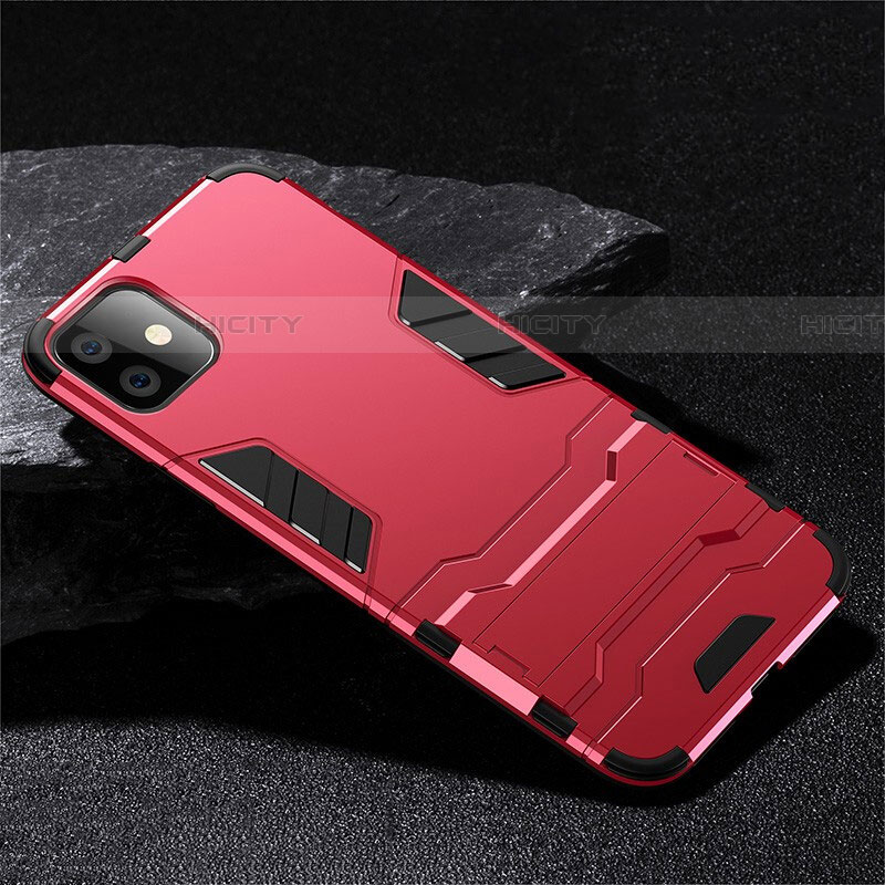 Custodia Silicone e Plastica Opaca Cover con Supporto R02 per Apple iPhone 11