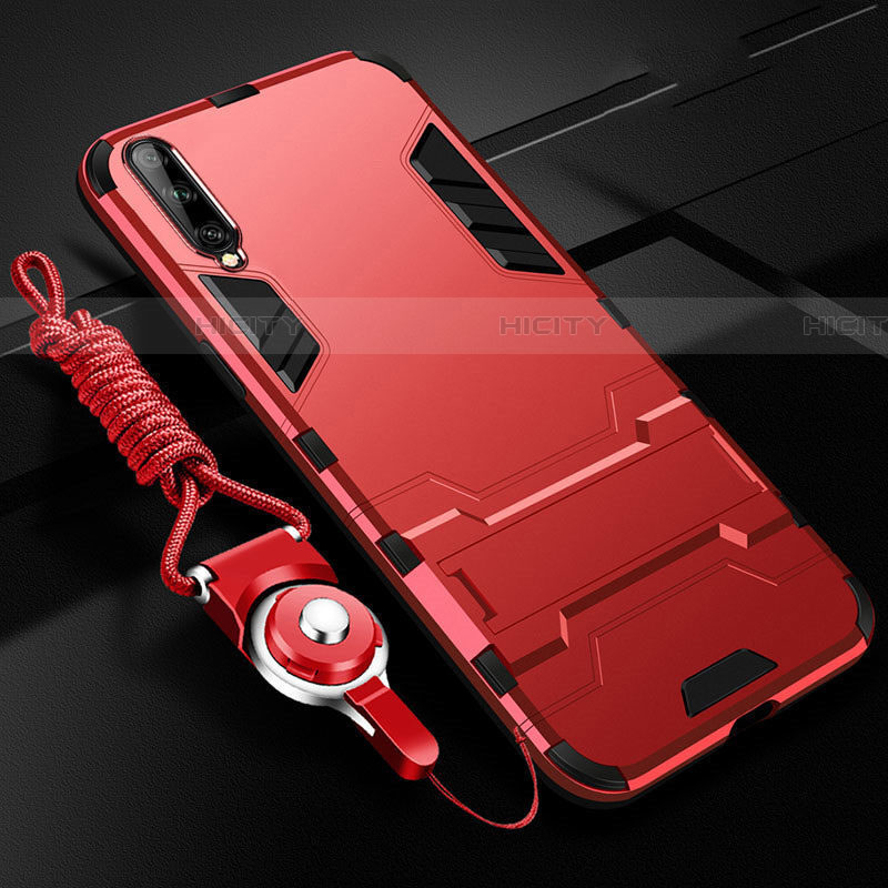 Custodia Silicone e Plastica Opaca Cover con Supporto R02 per Samsung Galaxy A70 Rosso