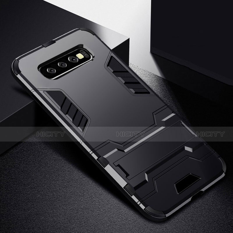 Custodia Silicone e Plastica Opaca Cover con Supporto R02 per Samsung Galaxy S10