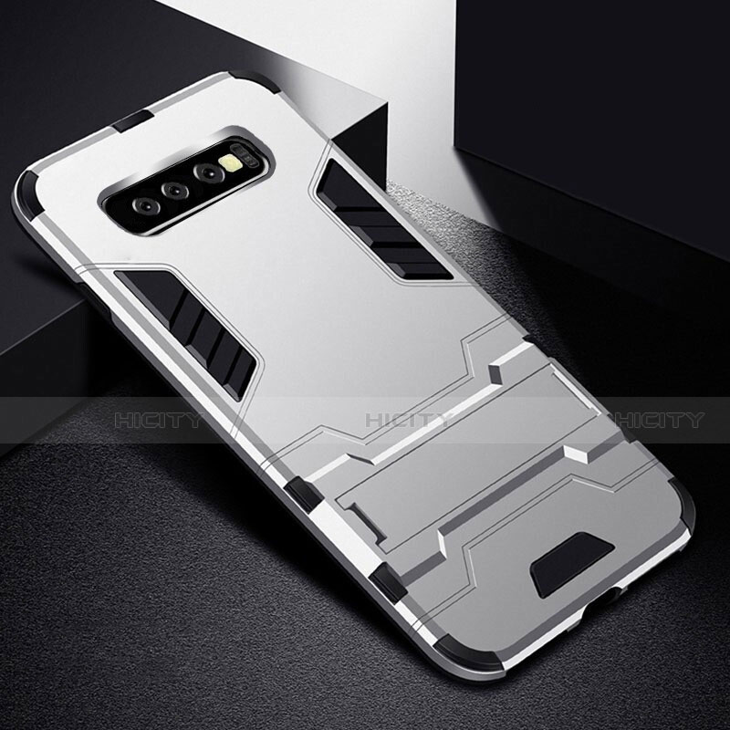 Custodia Silicone e Plastica Opaca Cover con Supporto R02 per Samsung Galaxy S10