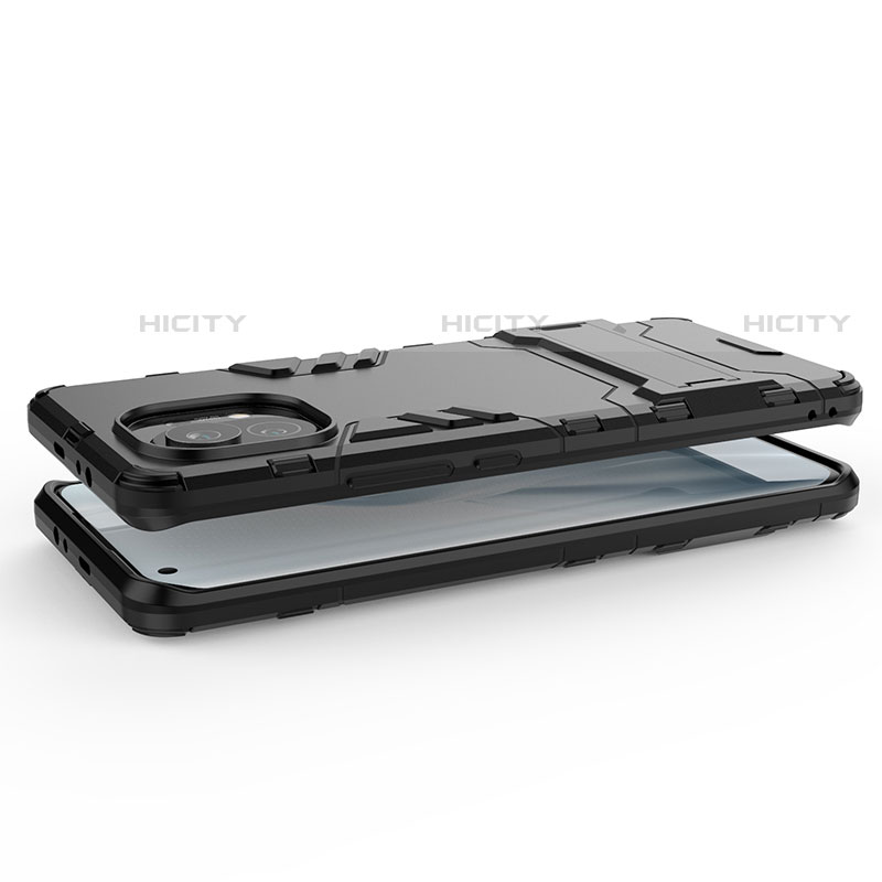 Custodia Silicone e Plastica Opaca Cover con Supporto R02 per Xiaomi Mi 11 Lite 5G