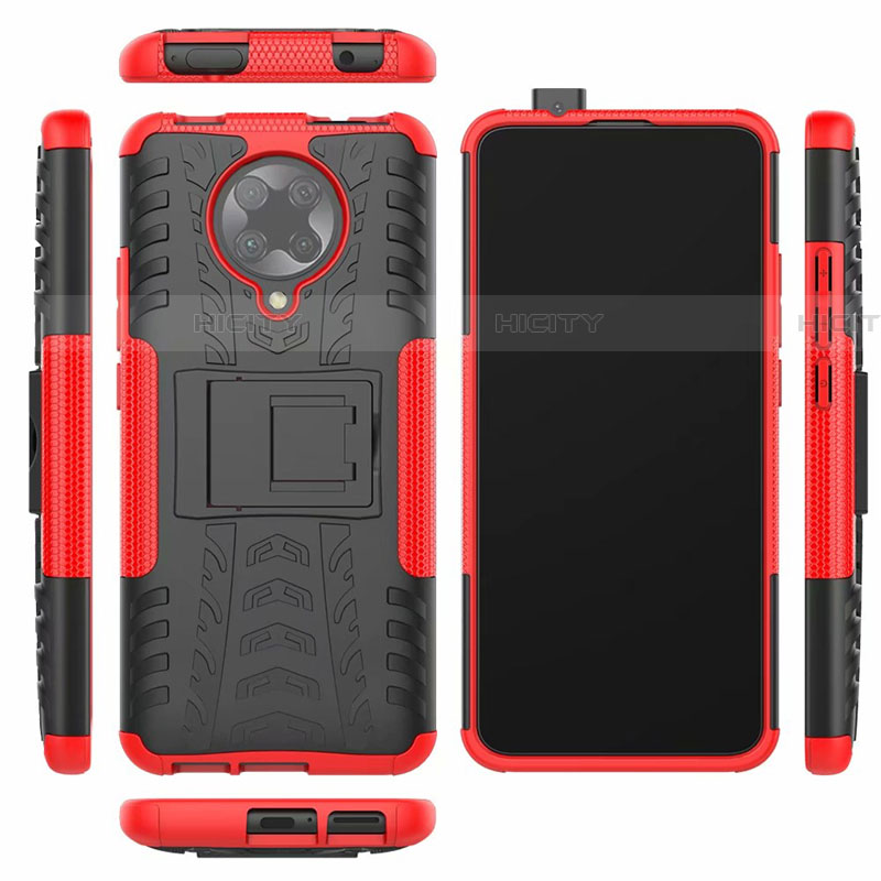 Custodia Silicone e Plastica Opaca Cover con Supporto R02 per Xiaomi Redmi K30 Pro 5G