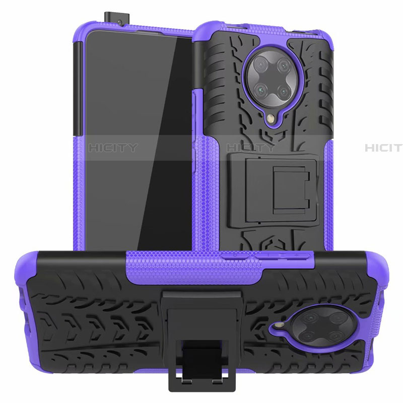 Custodia Silicone e Plastica Opaca Cover con Supporto R02 per Xiaomi Redmi K30 Pro 5G Viola