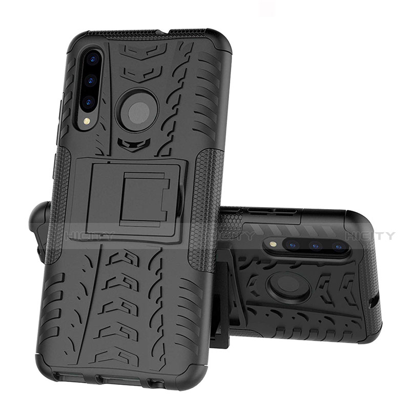 Custodia Silicone e Plastica Opaca Cover con Supporto R03 per Huawei Honor 10i Nero