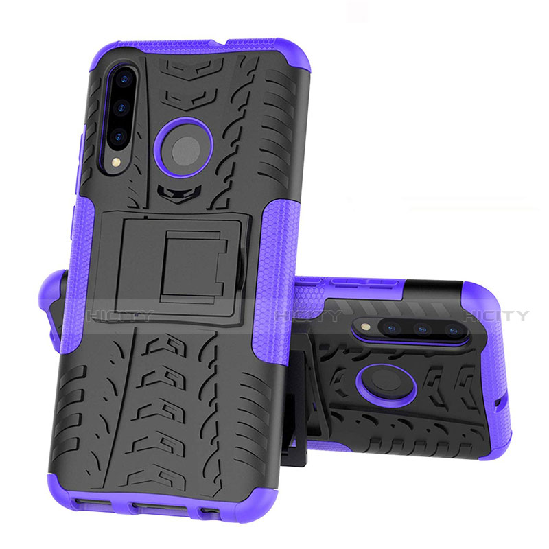 Custodia Silicone e Plastica Opaca Cover con Supporto R03 per Huawei Honor 10i Viola