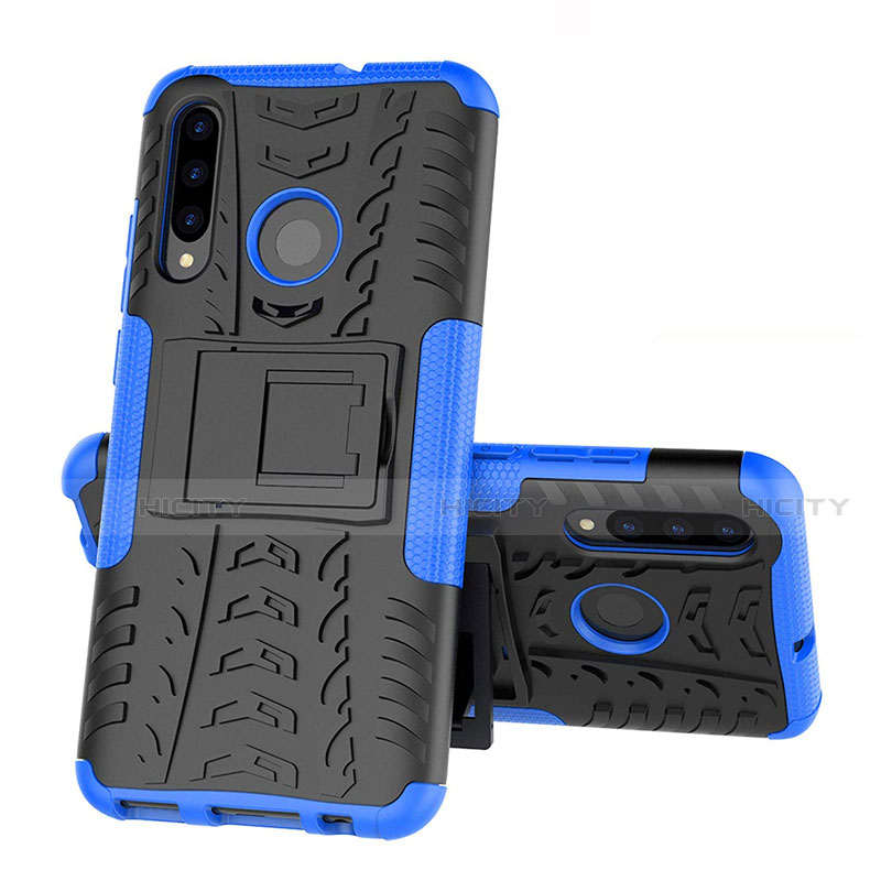 Custodia Silicone e Plastica Opaca Cover con Supporto R03 per Huawei Honor 20i Blu