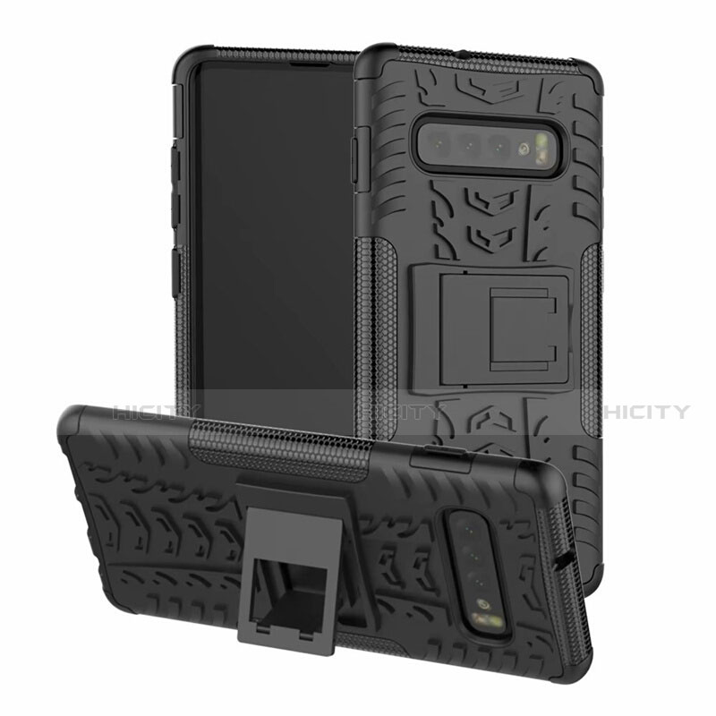 Custodia Silicone e Plastica Opaca Cover con Supporto R03 per Samsung Galaxy S10