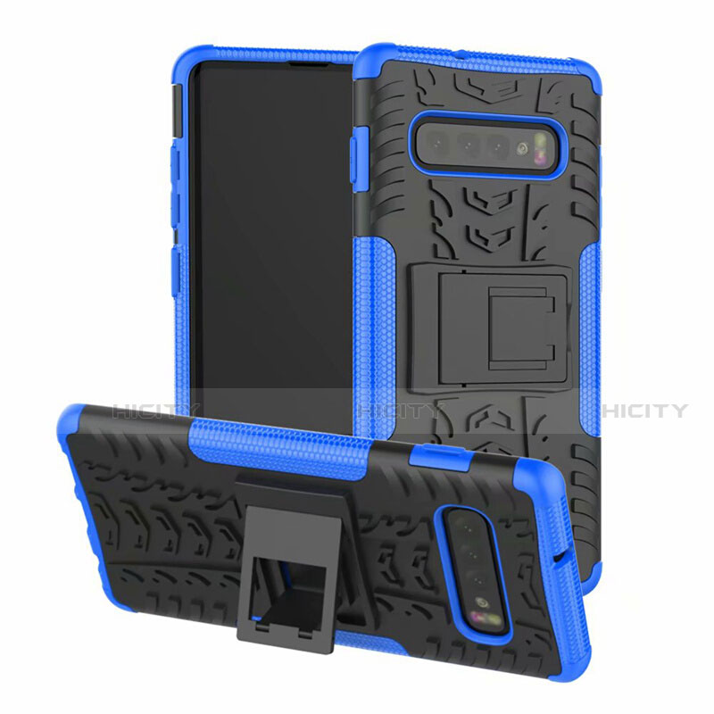 Custodia Silicone e Plastica Opaca Cover con Supporto R03 per Samsung Galaxy S10