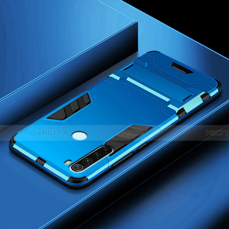 Custodia Silicone e Plastica Opaca Cover con Supporto R03 per Xiaomi Redmi Note 8 Cielo Blu