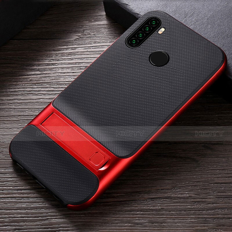 Custodia Silicone e Plastica Opaca Cover con Supporto R04 per Xiaomi Redmi Note 8