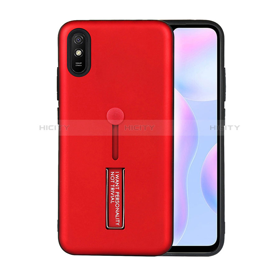 Custodia Silicone e Plastica Opaca Cover con Supporto R05 per Xiaomi Redmi 9A Rosso