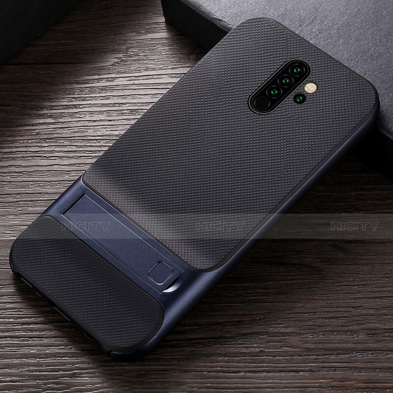 Custodia Silicone e Plastica Opaca Cover con Supporto R06 per Xiaomi Redmi Note 8 Pro