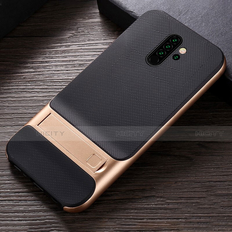 Custodia Silicone e Plastica Opaca Cover con Supporto R06 per Xiaomi Redmi Note 8 Pro