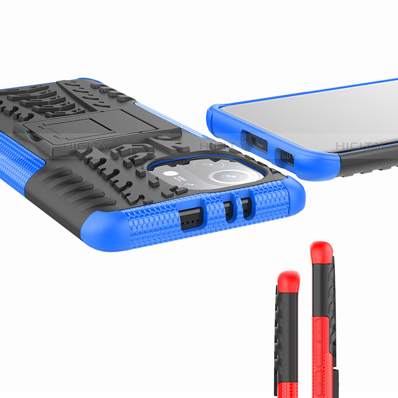 Custodia Silicone e Plastica Opaca Cover con Supporto R07 per Xiaomi Mi 11 Lite 4G