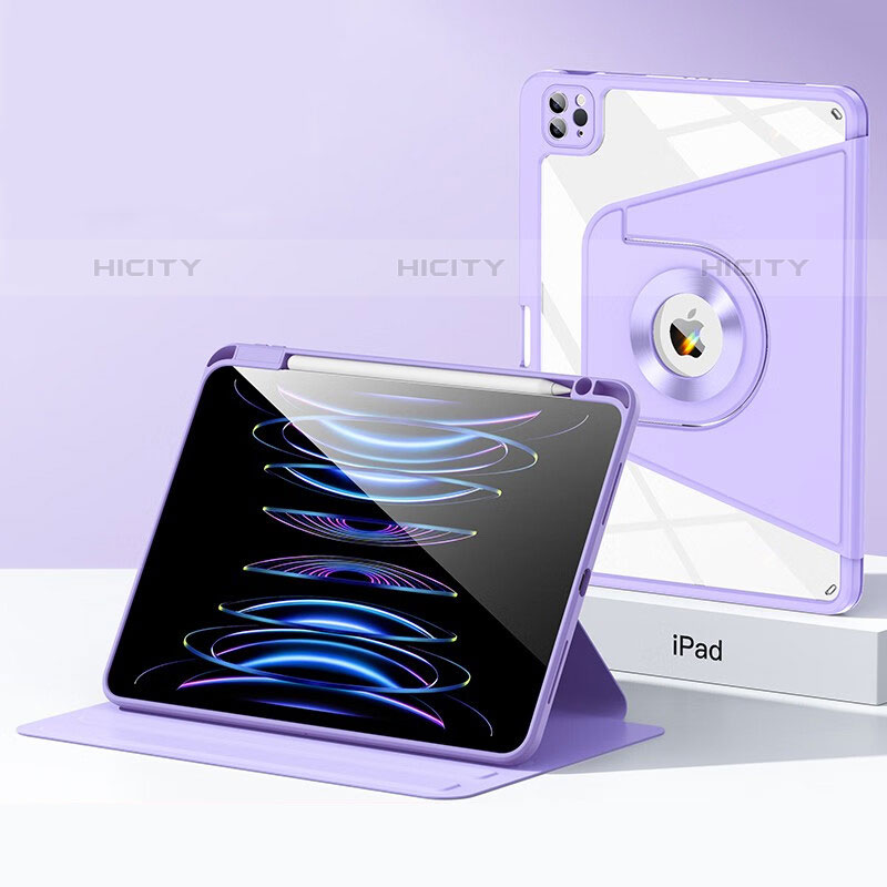 Custodia Silicone e Plastica Opaca Cover con Supporto S01 per Apple iPad Pro 12.9 (2020) Viola