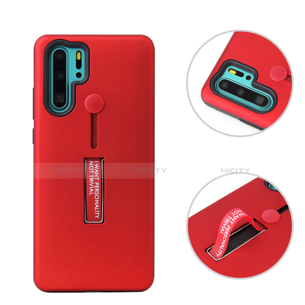 Custodia Silicone e Plastica Opaca Cover con Supporto T01 per Huawei P30 Pro