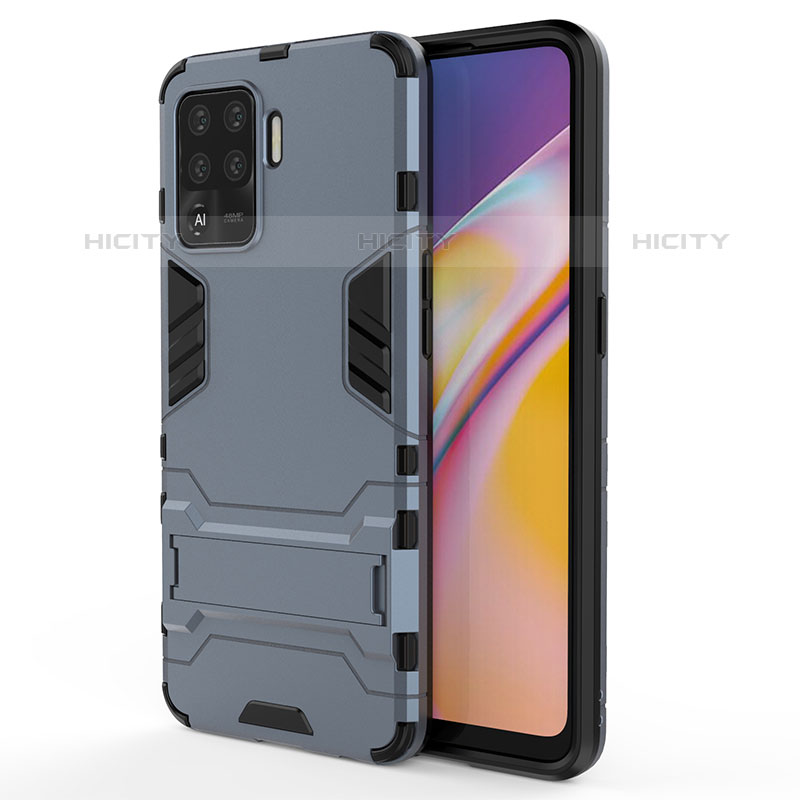 Custodia Silicone e Plastica Opaca Cover con Supporto T01 per Oppo F19 Pro