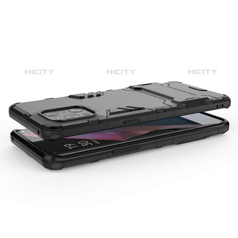 Custodia Silicone e Plastica Opaca Cover con Supporto T01 per Oppo Find X3 Pro 5G