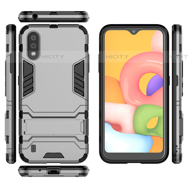 Custodia Silicone e Plastica Opaca Cover con Supporto T01 per Samsung Galaxy A01 SM-A015