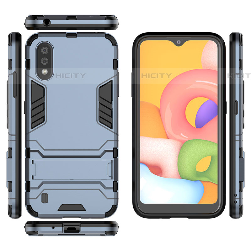 Custodia Silicone e Plastica Opaca Cover con Supporto T01 per Samsung Galaxy A01 SM-A015