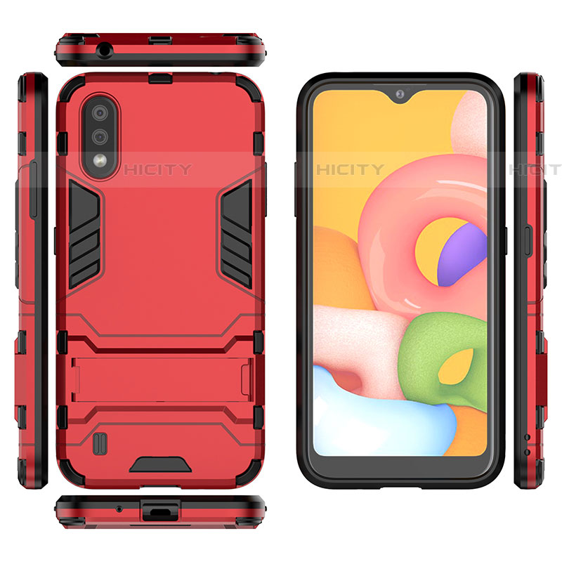 Custodia Silicone e Plastica Opaca Cover con Supporto T01 per Samsung Galaxy A01 SM-A015