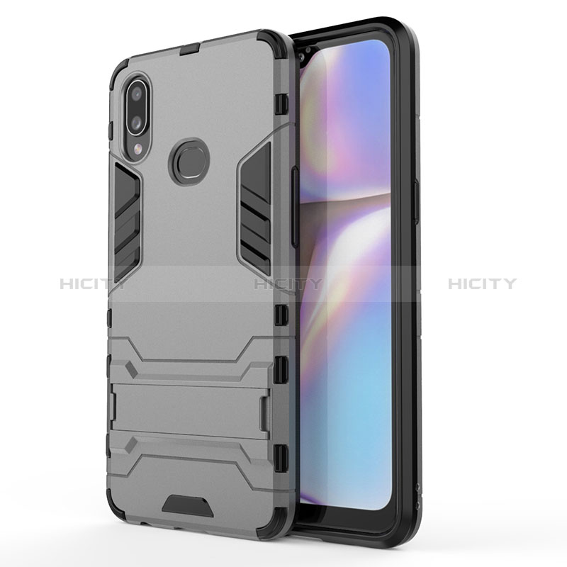 Custodia Silicone e Plastica Opaca Cover con Supporto T01 per Samsung Galaxy A10s Grigio