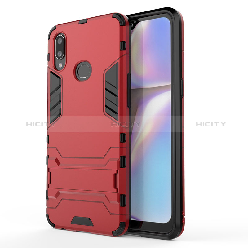 Custodia Silicone e Plastica Opaca Cover con Supporto T01 per Samsung Galaxy A10s Rosso