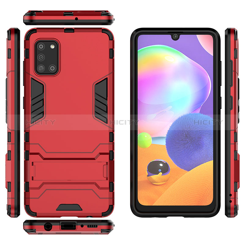 Custodia Silicone e Plastica Opaca Cover con Supporto T01 per Samsung Galaxy A31